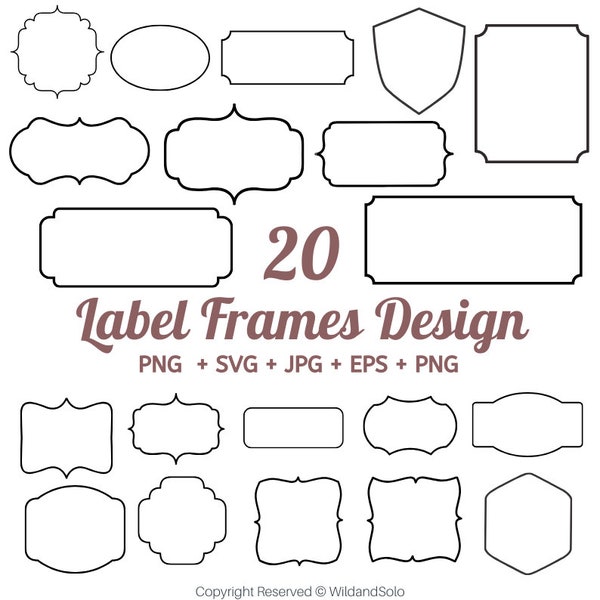 Label Frames SVG, Label Frame Vector Clipart, Label Svg, Vintage Frames Svg, Transparent Background, Banner Svg, Shapes Svg By Solo Wild