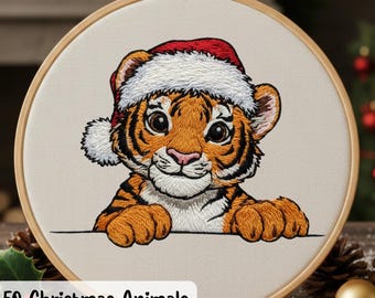 50 Christmas Animal Embroidery Pattern | Printable Stick and Stitch | Holiday Hoop Art PDF | Hand Embroidery Pattern Diy | Instant Download