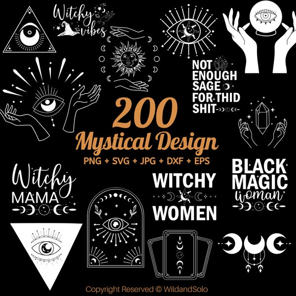 200 Mystical svg Bundle, Mystic Moon svg, moon svg, Celestial Svg Bundle, Magic Svg, Witch craft svg, spiritual svg, Cut files for cricuit