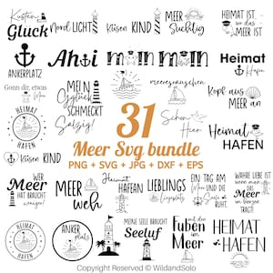 Deutscher Meer-Plotter, See-Zitate SVG-Bundle, Inspirierende Meeres Zitate, Maritime Plotterdatei, Möwen-Plotter, Seefahrt Maritim SVG