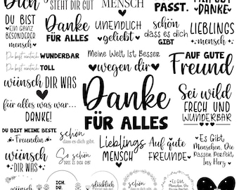 Meilleur ami allemand Svg Bundle, fichier traceur, dictons allemands Svg, Danke Fur Alles, amitié citations Svg, Svg allemand, Cricut, Silhouette