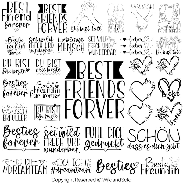 32 Plotterdatei Beste Freundin SVG, Beste Freunde SVG Bundle, Freundschaft Svg, Schwerster SVG, Freundschaft Zitate svg, Friends svg