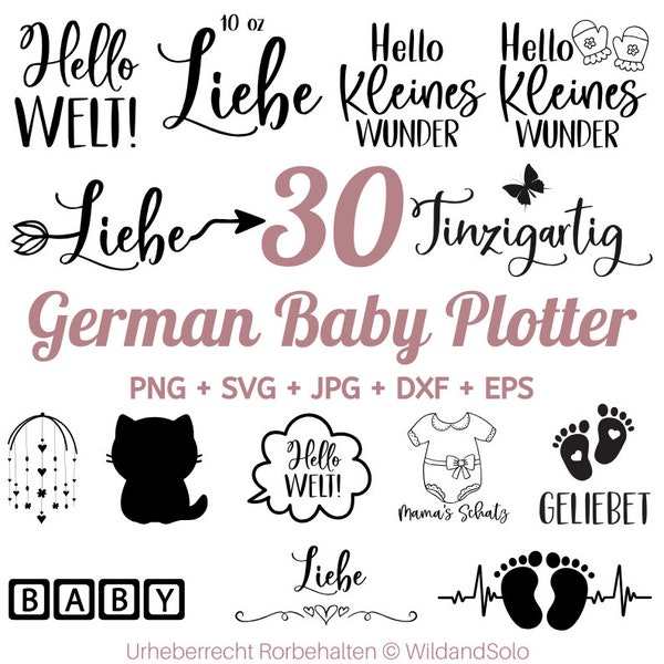 30 Deutsches Baby Zitat Svg, Baby-Andenken Svg, Geburt Baby Spruch SVG, Niedliches Baby svg, Lustiges Baby-Svg, Baby Meilensteine Svg
