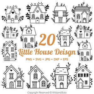 20 Little Home svg Bundle, House svg, Little House png, House Clipart, little House Outline svg, eps, svg, dxf, jpg By Solo Wild