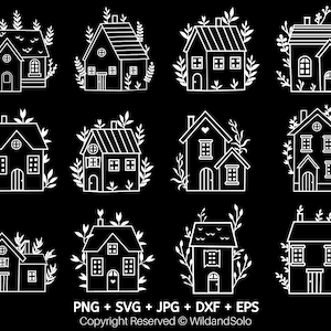 12 Little Home svg Bundle, House svg, Little House png, House Clipart, little House Outline svg, eps, svg, dxf, jpg By Solo Wild