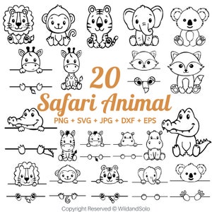 Safaridieren overzicht SVG, babyleraar, bosdieren svg, gespleten safaridieren overzicht, student naamplaatje, school klas label kinderen