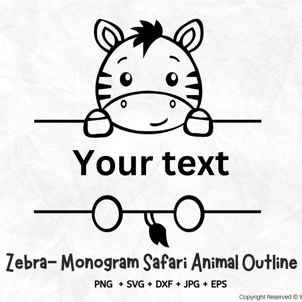 Zebra Split Safari animals, Safari animals outline Svg, Safari animal monogram, name frame Svg, Student name tag, School Classroom label Kid