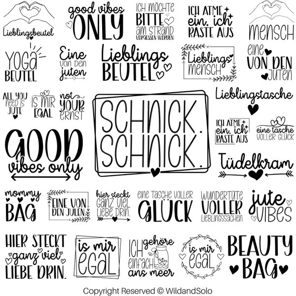 German Bag Sayings SVG Bundle, Bag sayings bundle svg, Cricut Silhouette Studio, jute bag plotting svg, One of the Jutes, pocket sayings svg
