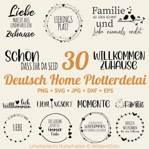 30 Home Schriftzug Sprüche svg, Kranz Familie Willkommen, Haus Herz Liebe Botanical svg, German Home Plotter, Blatt Banner Herz svg