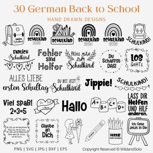 Deutsch Schulanfang SVG, Plotterdatei, Back To School Zitate, Schnitt für Cricut, Silhouette-Datei, 2018