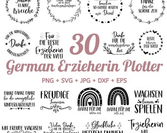 30 Erzieherin deutsche Sprüche SVG Bundld, Erzieher Schriftzüge, Educator Svg, Digistamp Erzieherin, Erzieherin Bundle, gewerblich