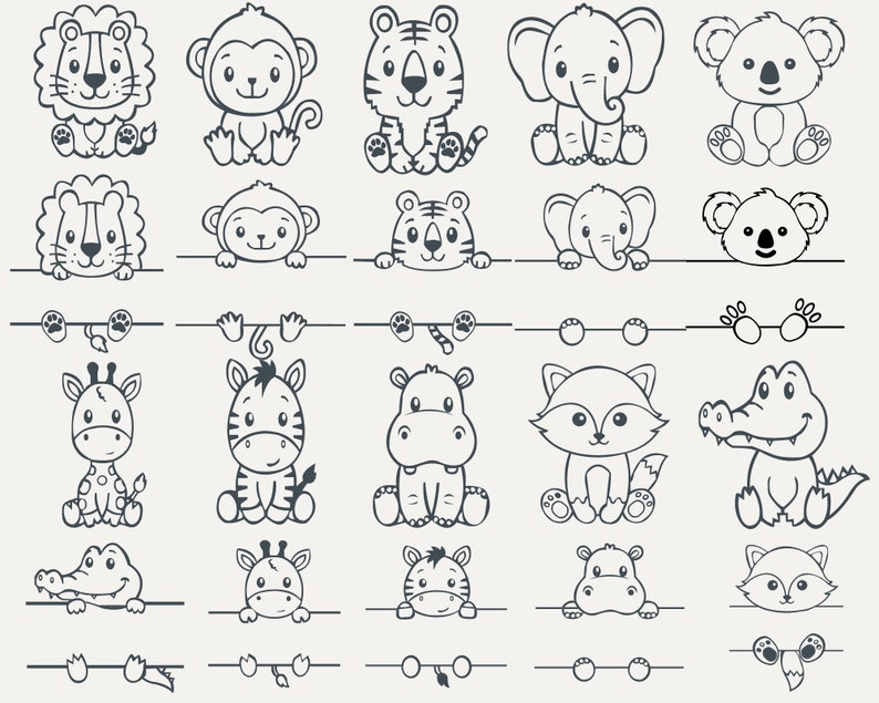Safari Tiere Umriss SVG Split Safari Tiere Umriss Schüler - Etsy Schweiz