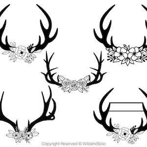 Floral Hirsch Geweih SVG-bundle, transparente Geweih Schnitt-Dateien, Herz Boho Geweih Clipart svg, Floral digitale Designs, sofortiger Download