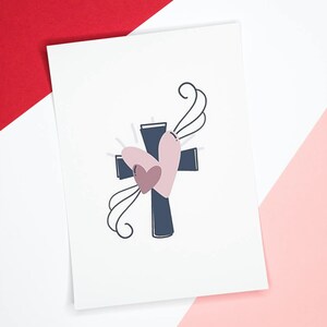 Das Kreuz heißt Liebe |  Postkarte | Bibelvers | Bibel | Glaube | Gott | Jesus | Geschenk | Vertrauen | Kreuz | Herz | Christlich