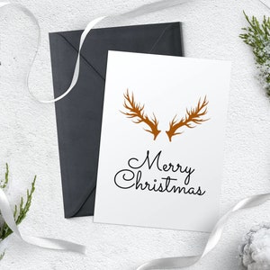 Merry Christmas | Weihnachten | Xmas | Geweih | Postkarte | Grußkarte | Winterkarte | Weihnachtspost | Geschenk | Weihnachtszeit