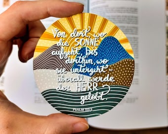 5x Salmo 113:3 | Pegatinas de fe | Pegatinas cristianas | Versículo bíblico | Sol | Dios | Jesús | Biblia | Alabanza | Paisaje | Procrear | Montañas