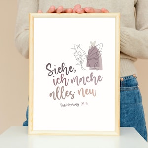 Kristen affisch | Motto 2026 | Bibelvers | Uppenbarelseboken 21:5 | A4 PDF-nedladdning | Minimalistisk | Nya början