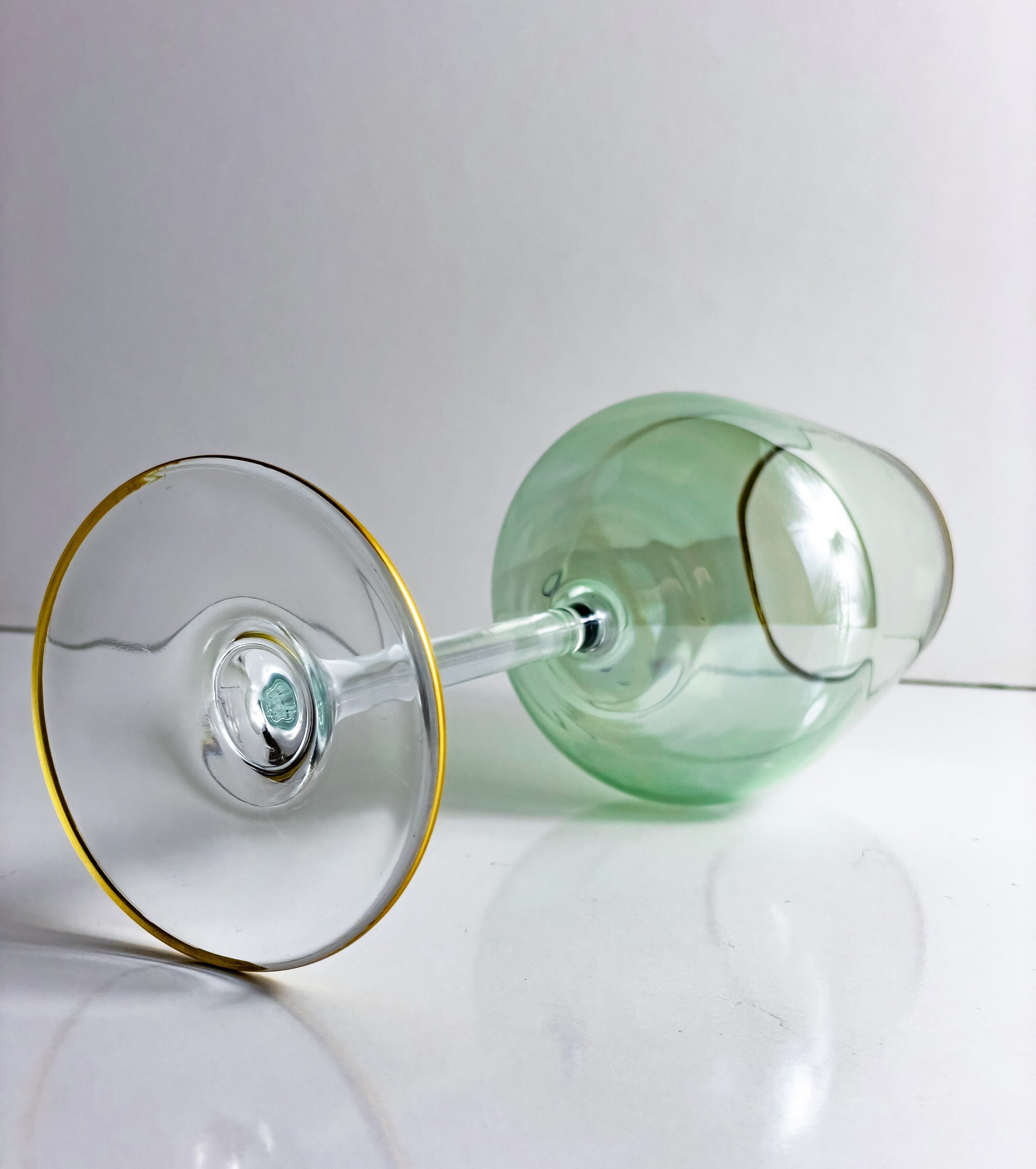 Vintage Sage Green Crystal Wine Glasses With Gold Rims Sage Etsy