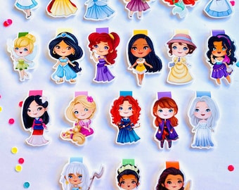 Disney Princess Magnetic Bookmarks: Belle, Aurora, Jasmine, Rapunzel, Snow White, Alice, Mulan, Megara, Vaiana, Ariel, Tiana...