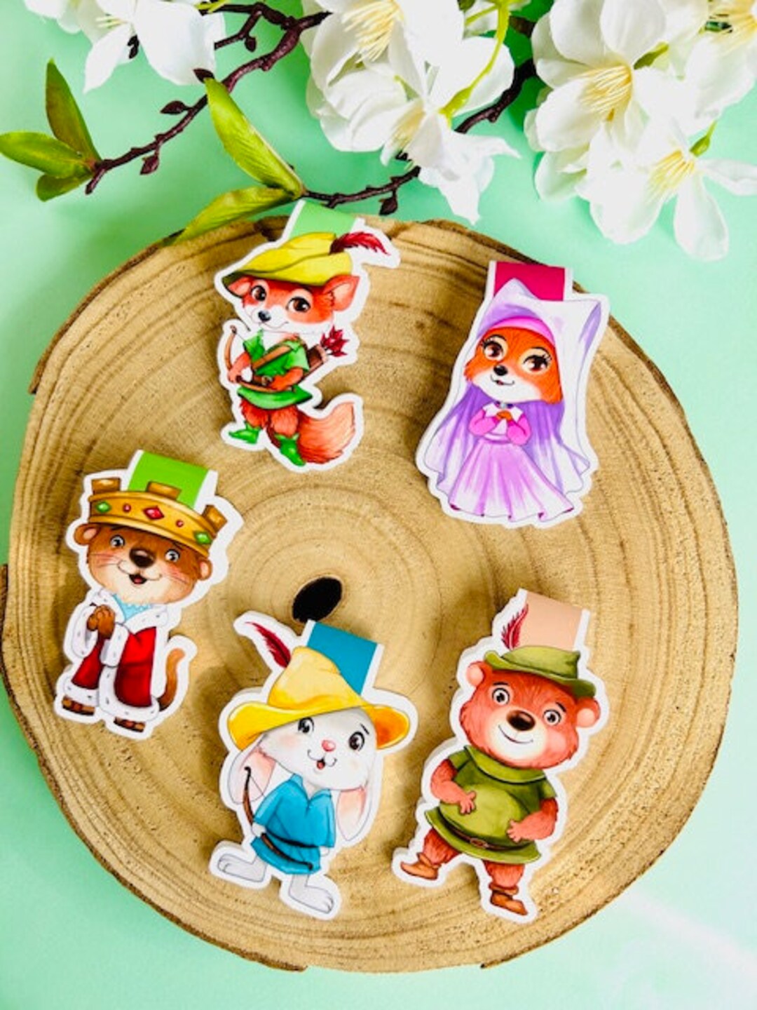 Magnetic Bookmarks of Robin Hood, Little John, Prince John, Lady Marian ...