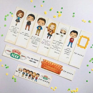 Friends, Phoebe, Monica, Rachel, Joey, Chandler, Central Perk bookmarks