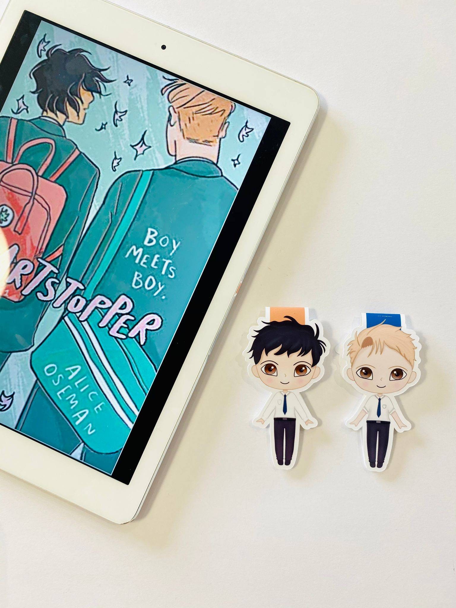 Nick and Charlie heartstopper Paper Laminated or Magnetic Bookmark Handmade  Bookshelf Decor Romance Couple Book Accessories LBGT 