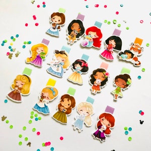 Pegatinas de la princesa Disney - Disney Princess Chibi pegatinas - Chibi  Blancanieves, Cindrella, Moana, Ariel, Belle, Rapunzel, Tiana y más!