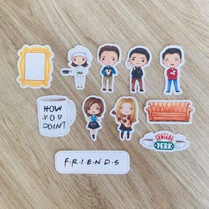 Aufkleber Blatt Serie Freunde, Central Perk, Joey, Ross, Chandler, Monica, Rachel, Phoebe