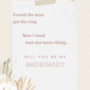 Willst du meine Brautjungfer sein? Brautjungfer Antrag Einladung, druckbare Brautjungfer Antrag Karte.