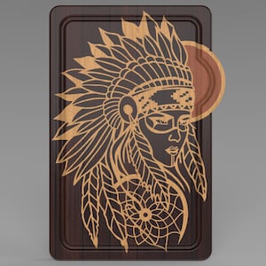 Diseño de incrustación de nativos americanos: archivo CNC y modelo 3D de tabla de cortar (descarga instantánea)