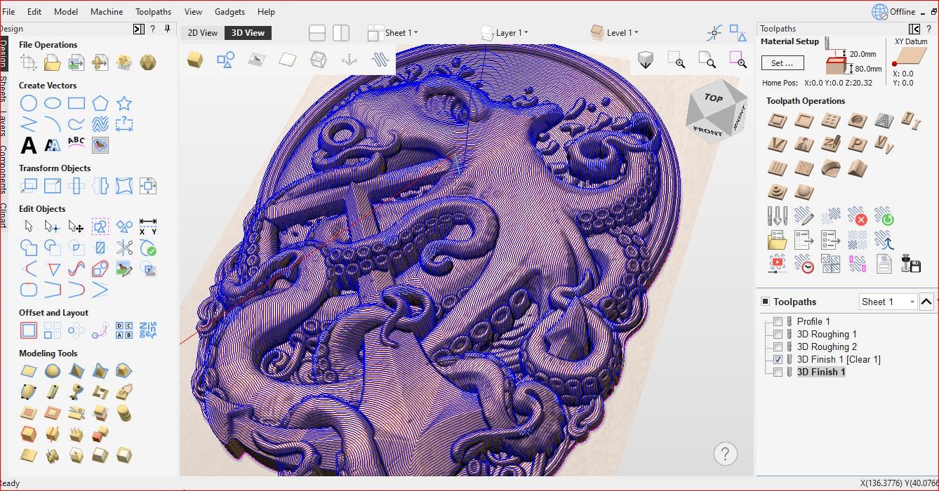 Detailed Octopus and Anchor Relief CNC Files (STL, Vcarve, G-codes) - Etsy
