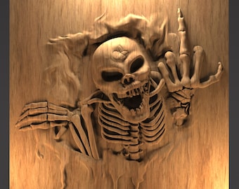 Detailed Skeleton Relief Carving CNC Files (STL, VCarve, G-Codes)