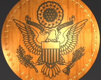 Seal of the United States Laser Cut File – 3D Relief Model (DXF, STL, SLDPRT)