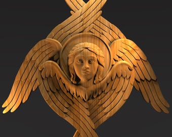 Angel Wings and Angel Face 3D Relief Model