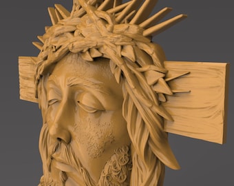 jesus Christ Crown of Thorns on Cross - CNC Router STL Digital File