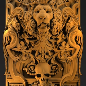 Royal Lion Guardian 3D Relief Model