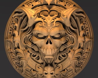 Gothic Skull Medallion - Includes STL, VCarve/Aspire, G-Codes & Production Report