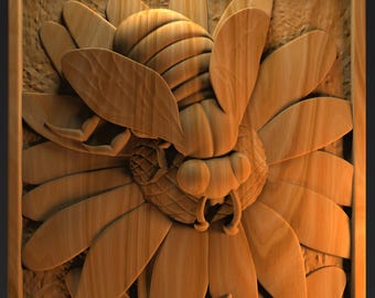 Bees and Flowers 3D Relief Model