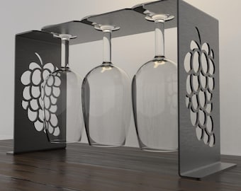Elegante estante de sobremesa para copas de vino Grapevine - Archivo digital (DXF, STL, SLDPRT, dibujo técnico)