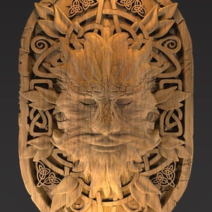 Celtic  Norse Motif Green Man Wood Carving STL File & CNC G-Codes
