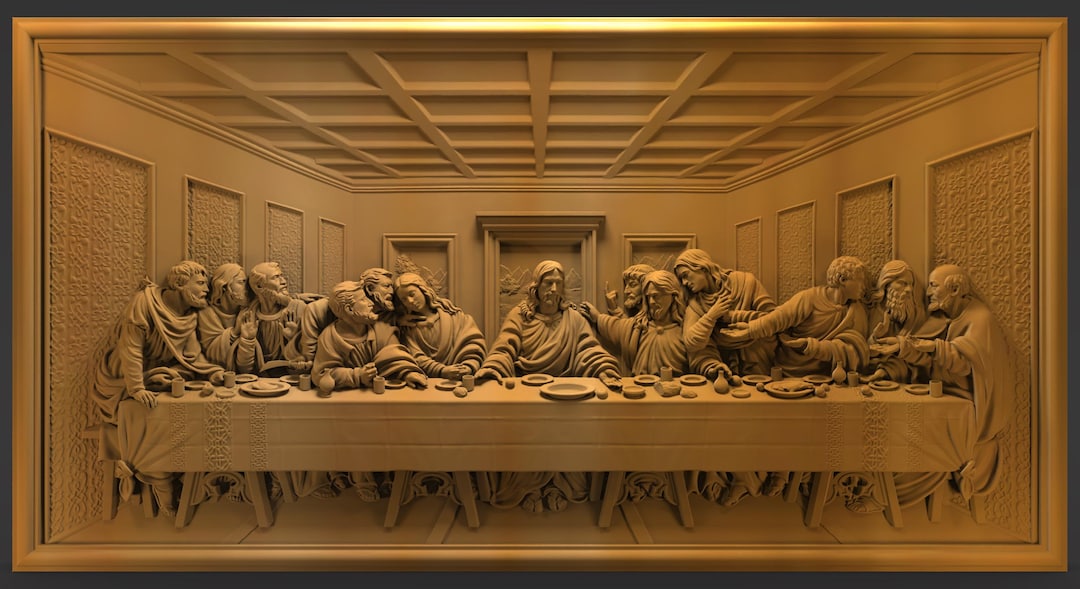 3D Art Piece セラミック絵 The Last Supper 3D Relief – STL File for CNC/3D Printer