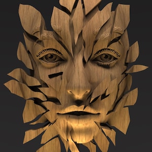 Wood Textured Fragmented Face Mask - CNC Ready STL & Vectric Aspire Files with G-Codes