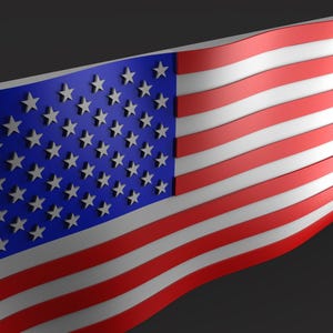 3D Waving American Flag CNC STL: High-Detail 3D Model