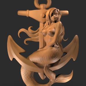 Modelo digital 3D de sereia e âncora (arquivos STL e Vectric Aspire)