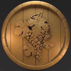 Grape Bunch Barrel Relief 3D Model - Digital Product