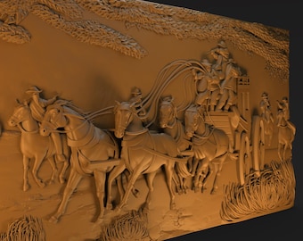 Wild West Horse Carriage CNC Relief – STL File – Instant Digital Download