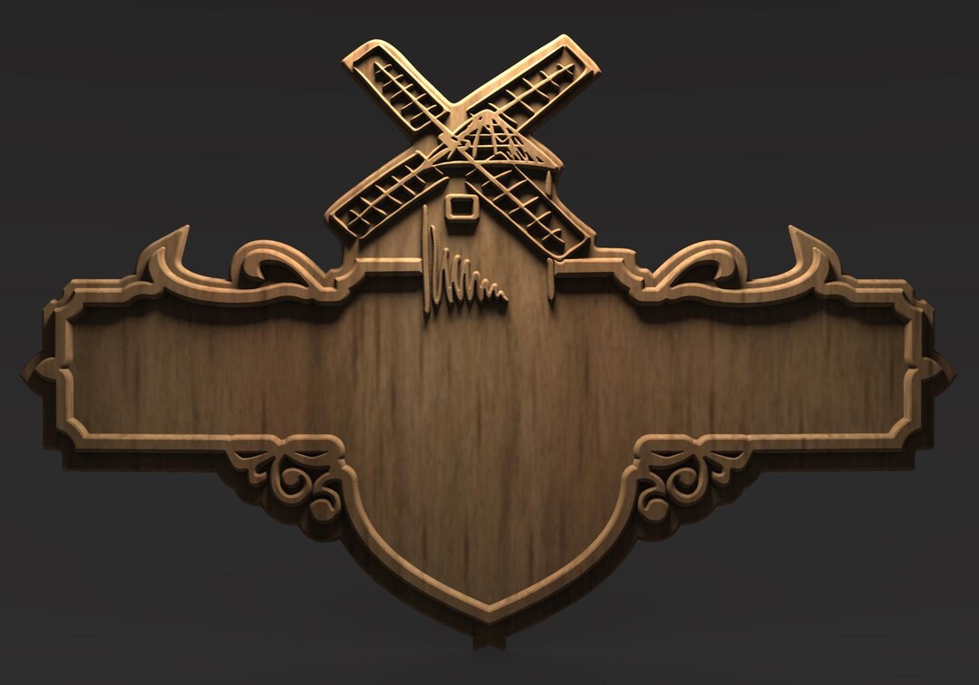Cnc Router Windmill Sign Windmill Design Wooden Sign Digital File Pack for CNC - STL, Vcarve, G ...