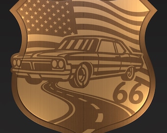Route 66 Inlay Design - Laser & PDF Dateien (STL / DXF) - digitaler Download