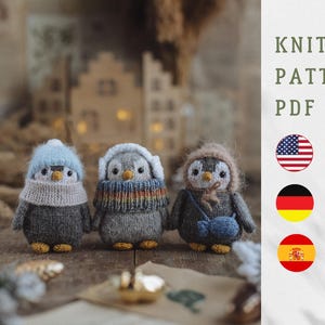 PDF Little penguin knitting pattern. Christmas toy. Winter knitted decor. Cute toy