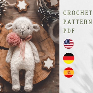 PDF Lamb crochet pattern, crochet sheep pattern, cute lamb, amigurumi pattern, crochet toy pattern, easter lamb, easter sheep image 1